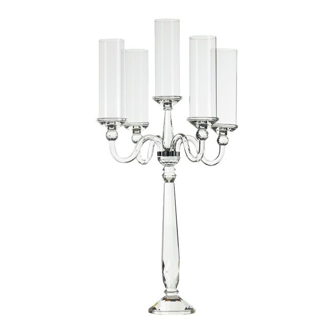 H 75 cm - Glas Leuchter mieten 5armig 