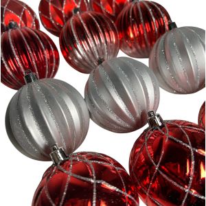 Mix Rot-Silber - 12er Set Weihnachtskugel mieten 