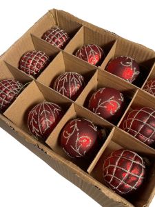 12er Set Weihnachtskugeln mieten Rot