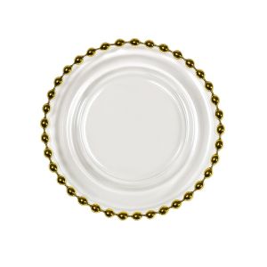 Butterteller mieten – Glas mit Gold-Bördelring