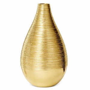 gerillte Vase mieten Gold - H14,5 cm