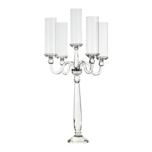 H 75 cm - Glas Leuchter mieten 5armig 