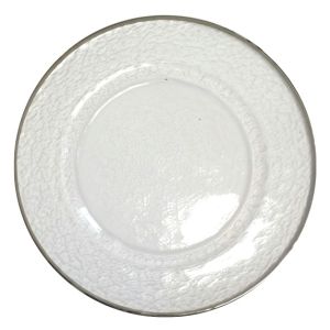 Platzteller mieten - Glas mit Silberrand 