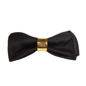 Serviette Stoff Schwarz B50 x T50 cm mit Klammer Gold