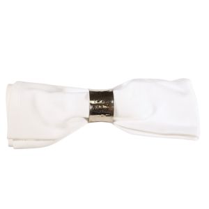 Serviette Stoff Weiss B50 x T50 cm mit Klammer Silber
