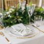Glas Platzteller mit Goldrand - Champagner Serviette Mieten