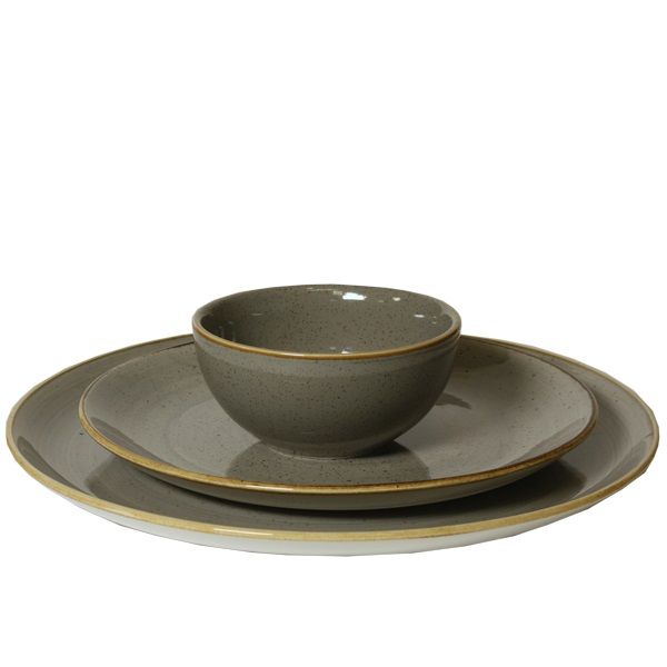 3 teiliges Tellerset mieten - Stonecast Grau