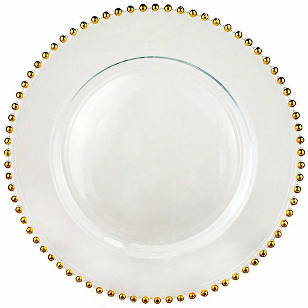 Platzteller Glas mit Bördelring Gold D32 cm