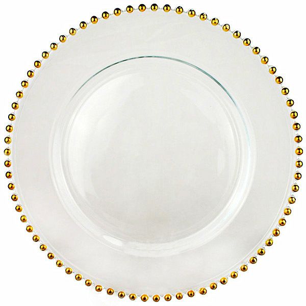 Platzteller mieten - Glas mit Gold-Bördelring