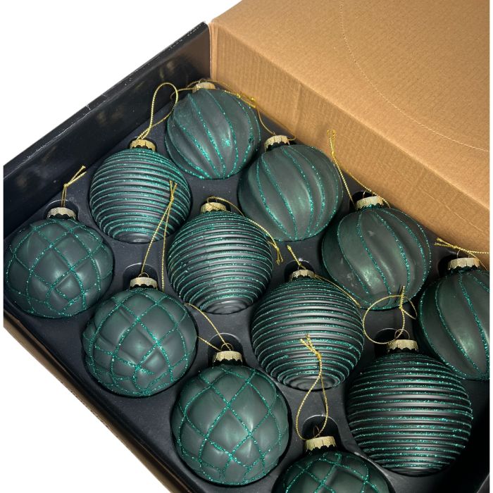 12er Set Weihnachtskugeln mieten - Grün