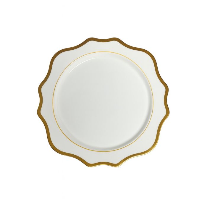Dinnerteller mieten - Oktogon mit Goldrand