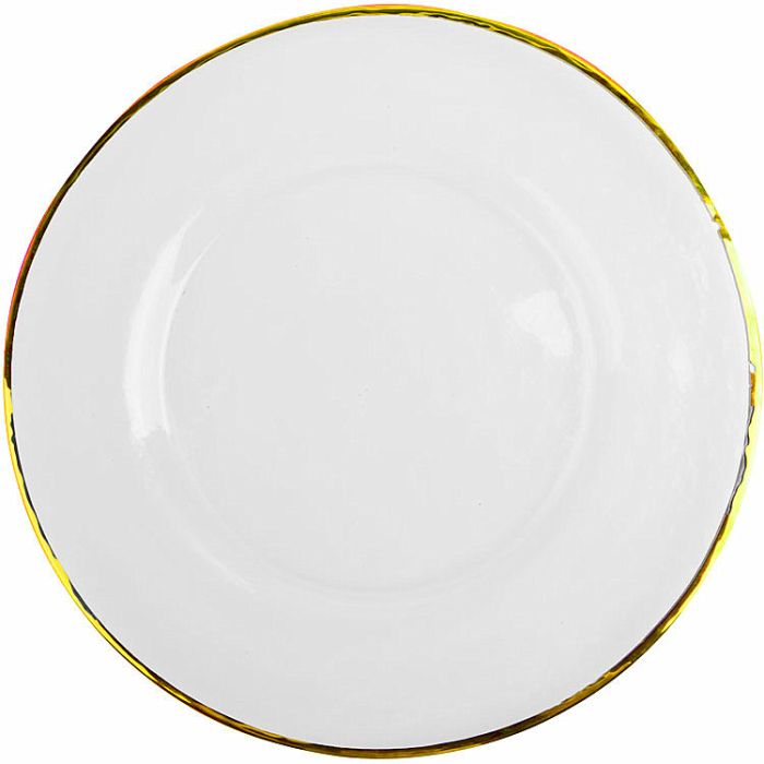 Platzteller mieten - Glas mit Goldrand 